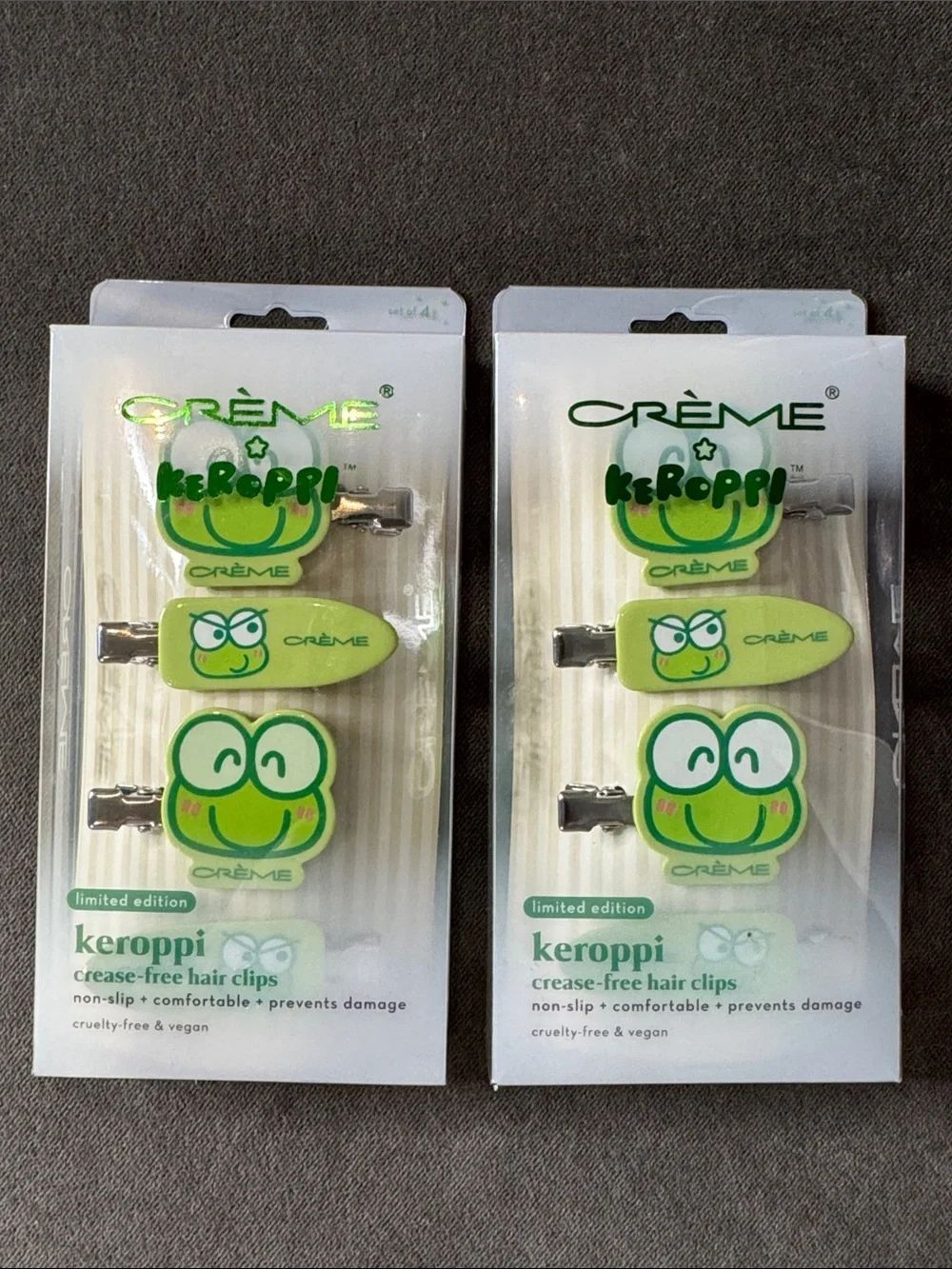 Crème x Keroppi Crease Free Hair Clips (2 Packs of 4) Sanrio NEW